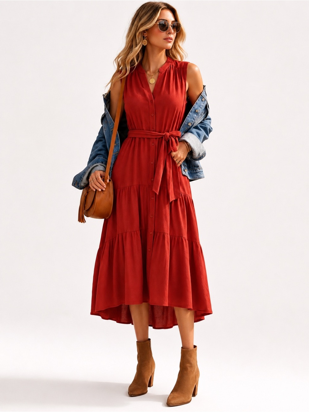 NEW Anthropologie 100% Cotton DREW Dress Belted Sleeveless Button Front NWT